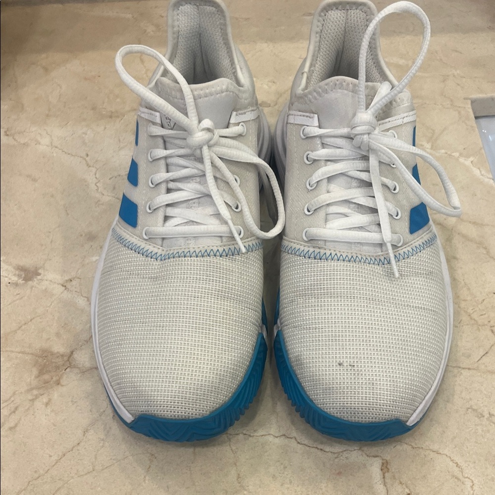 Adidas White and Blue Tennis Shoes